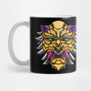 mecha tiger robot mask illustration Mug